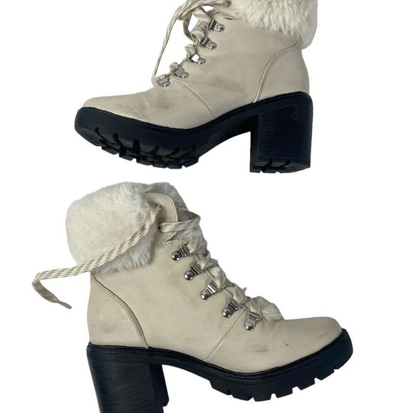 ESPRIT 7.5 winter platform boots with chunky heel, winter white fur trim - Picture 6 of 7